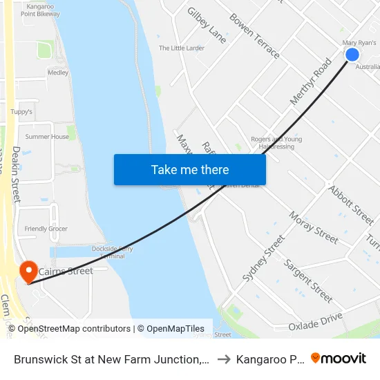Brunswick St at New Farm Junction, Stop 14 to Kangaroo Point map