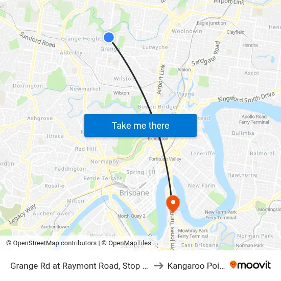 Grange Rd at Raymont Road, Stop 27 to Kangaroo Point map