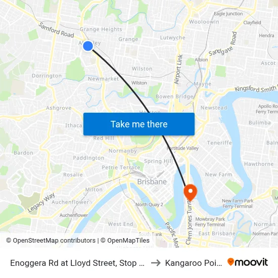 Enoggera Rd at Lloyd Street, Stop 25 to Kangaroo Point map