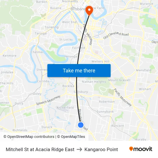 Mitchell St at Acacia Ridge East to Kangaroo Point map