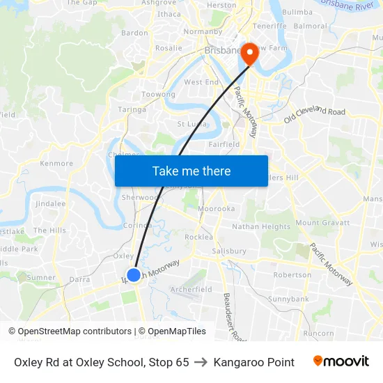Oxley Rd at Oxley School, Stop 65 to Kangaroo Point map