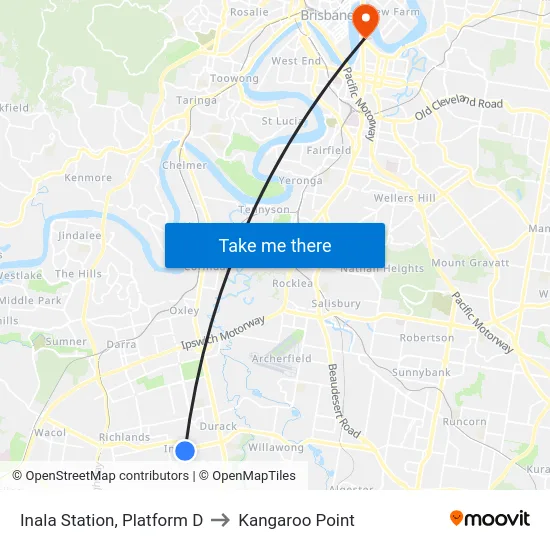 Inala Station, Platform D to Kangaroo Point map