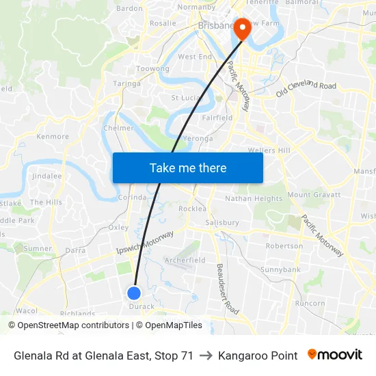 Glenala Rd at Glenala East, Stop 71 to Kangaroo Point map