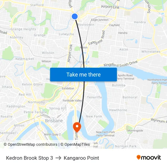 Kedron Brook Stop 3 to Kangaroo Point map