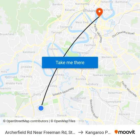 Archerfield Rd Near Freeman Rd, Stop 71 to Kangaroo Point map