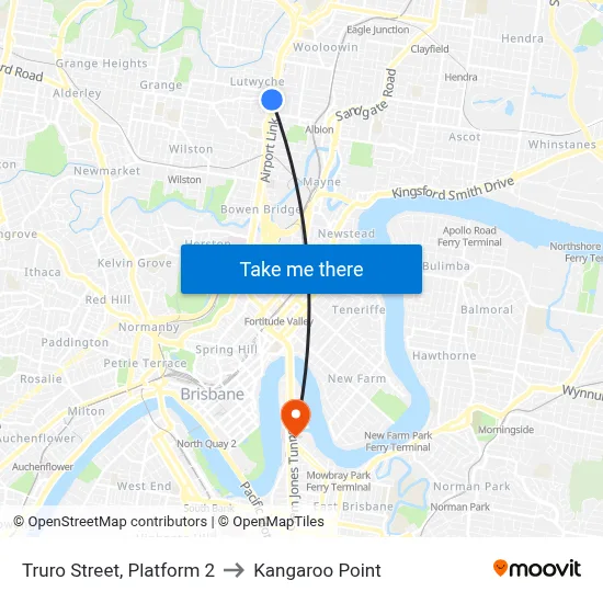 Truro Street, Platform 2 to Kangaroo Point map