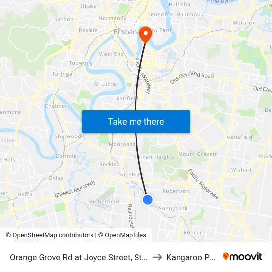Orange Grove Rd at Joyce Street, Stop 57 to Kangaroo Point map