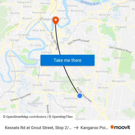 Kessels Rd at Grout Street, Stop 2/58 to Kangaroo Point map