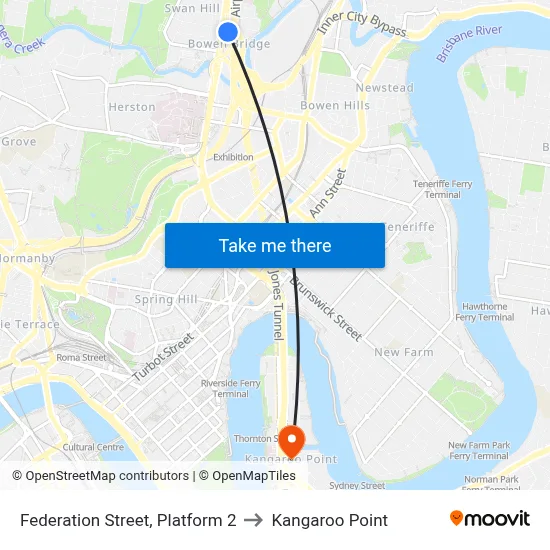 Federation Street, Platform 2 to Kangaroo Point map