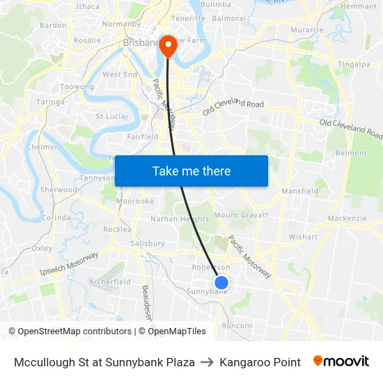 Mccullough St at Sunnybank Plaza to Kangaroo Point map
