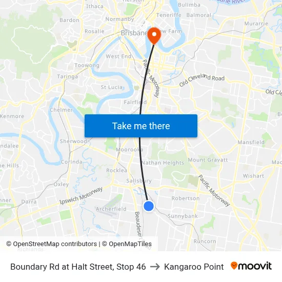 Boundary Rd at Halt Street, Stop 46 to Kangaroo Point map