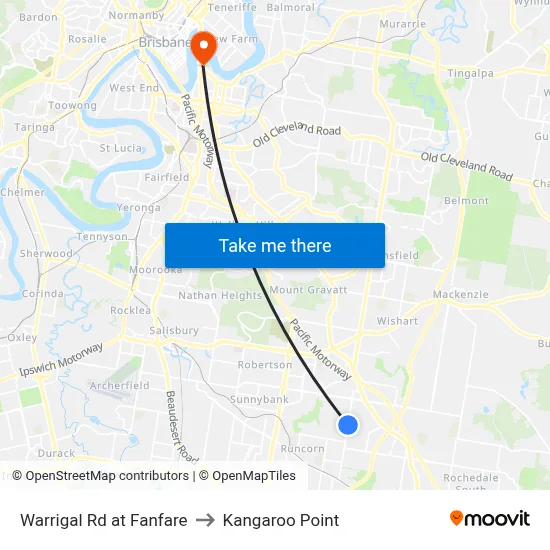 Warrigal Rd at Fanfare to Kangaroo Point map