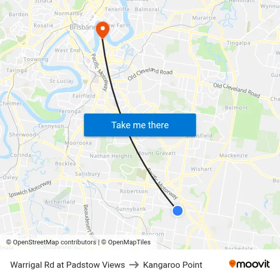 Warrigal Rd at Padstow Views to Kangaroo Point map