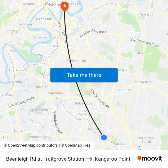 Beenleigh Rd at Fruitgrove Station to Kangaroo Point map