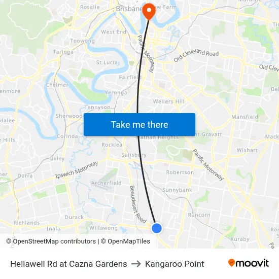 Hellawell Rd at Cazna Gardens to Kangaroo Point map