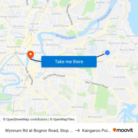 Wynnum Rd at Bognor Road, Stop 45 to Kangaroo Point map