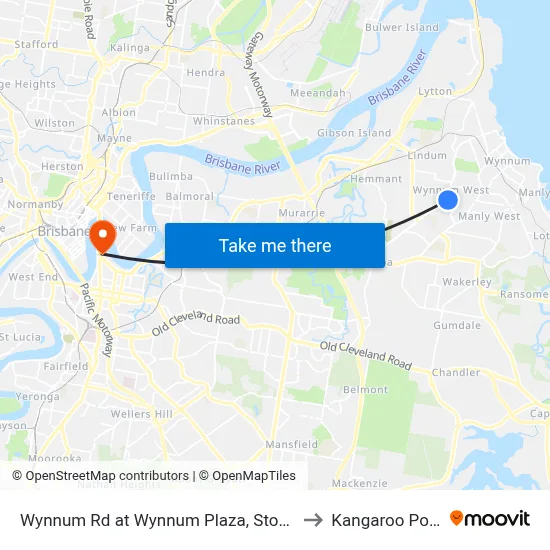 Wynnum Rd at Wynnum Plaza, Stop 58 to Kangaroo Point map