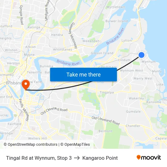Tingal Rd at Wynnum, Stop 3 to Kangaroo Point map