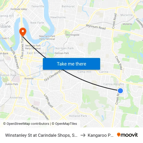 Winstanley St at Carindale Shops, Stop 49 to Kangaroo Point map