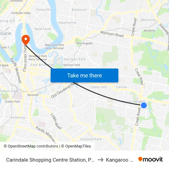 Carindale Shopping Centre Station, Platform C to Kangaroo Point map