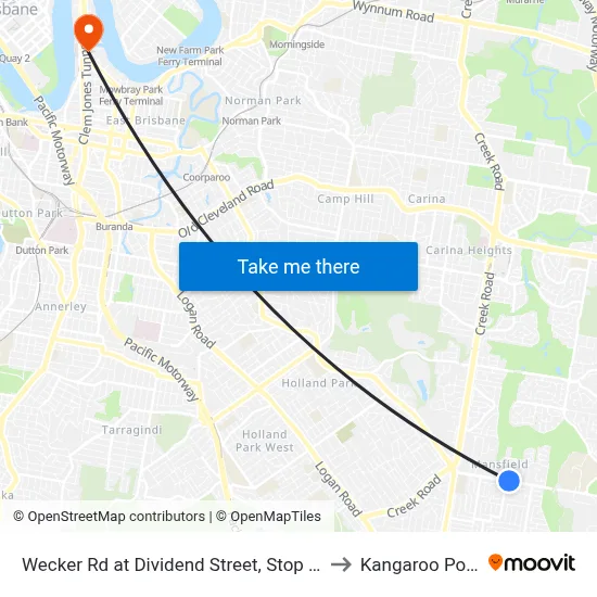 Wecker Rd at Dividend Street, Stop 64a to Kangaroo Point map