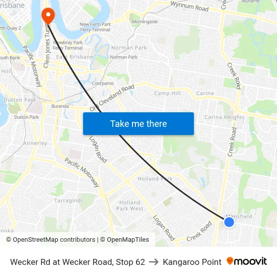 Wecker Rd at Wecker Road, Stop 62 to Kangaroo Point map