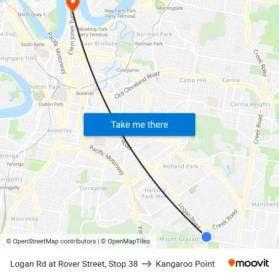 Logan Rd at Rover Street, Stop 38 to Kangaroo Point map