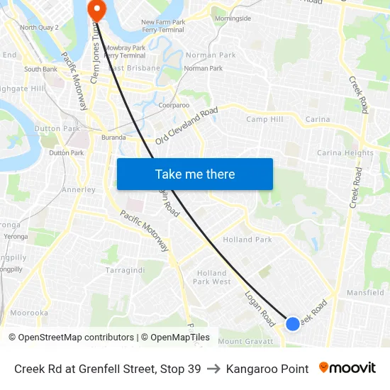 Creek Rd at Grenfell Street, Stop 39 to Kangaroo Point map