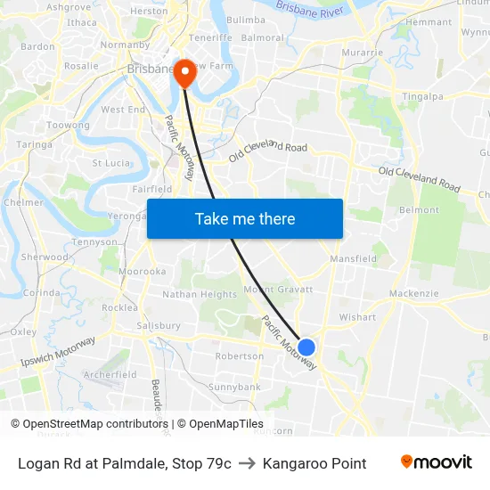 Logan Rd at Palmdale, Stop 79c to Kangaroo Point map