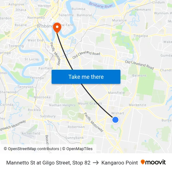 Mannetto St at Gilgo Street, Stop 82 to Kangaroo Point map
