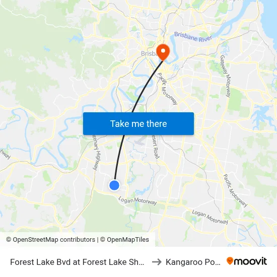 Forest Lake Bvd at Forest Lake Shops to Kangaroo Point map