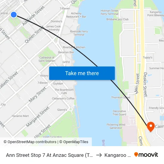 Ann Street Stop 7 At Anzac Square (Temp Closed) to Kangaroo Point map