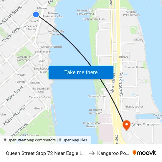 Queen Street Stop 72 Near Eagle Lane to Kangaroo Point map