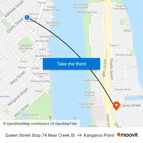 Queen Street Stop 74 Near Creek St to Kangaroo Point map