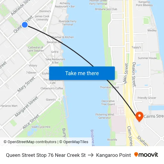 Queen Street Stop 76 Near Creek St to Kangaroo Point map