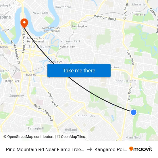 Pine Mountain Rd Near Flame Tree Cr to Kangaroo Point map