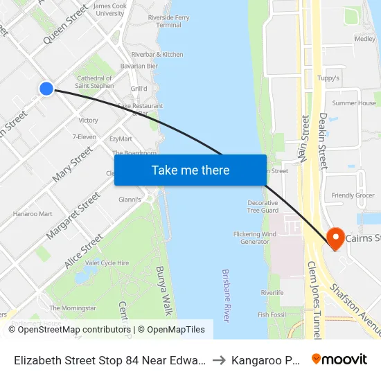 Elizabeth Street Stop 84 Near Edward St to Kangaroo Point map