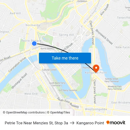 Petrie Tce Near Menzies St, Stop 3a to Kangaroo Point map