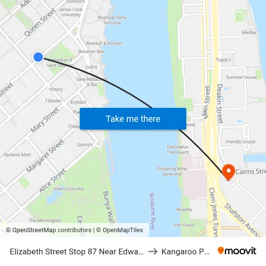 Elizabeth Street Stop 87 Near Edward St to Kangaroo Point map