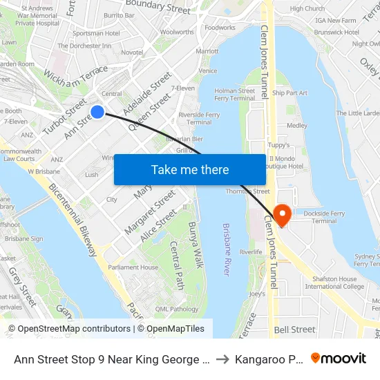 Ann Street Stop 9 Near King George Square to Kangaroo Point map