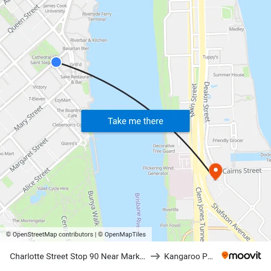 Charlotte Street Stop 90 Near Market St to Kangaroo Point map