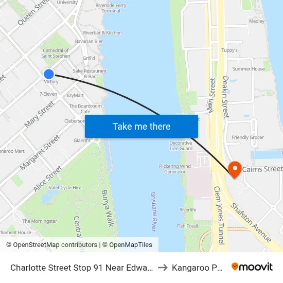 Charlotte Street Stop 91 Near Edward St to Kangaroo Point map