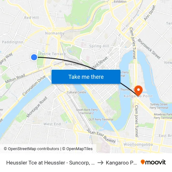 Heussler Tce at Heussler - Suncorp, Stop 5 to Kangaroo Point map