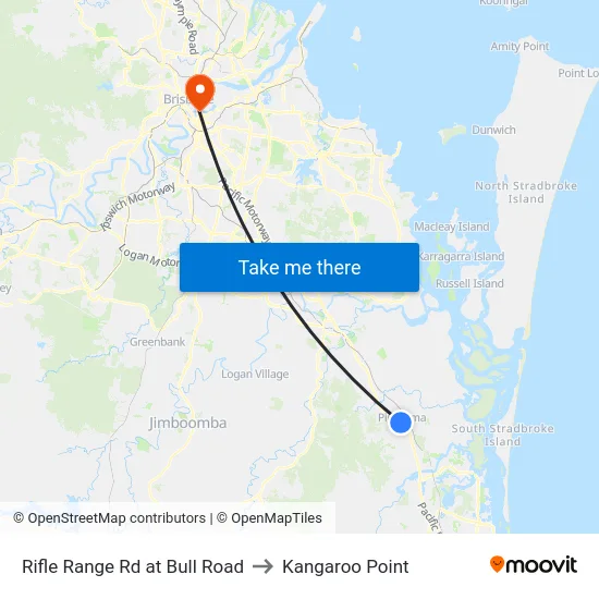 Rifle Range Rd at Bull Road to Kangaroo Point map
