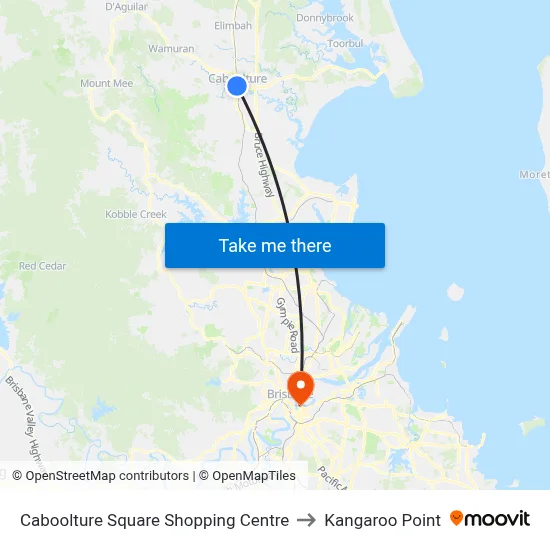 Caboolture Square Shopping Centre to Kangaroo Point map