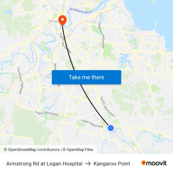 Armstrong Rd at Logan Hospital to Kangaroo Point map
