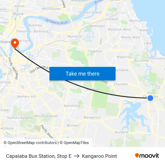 Capalaba Bus Station, Stop E to Kangaroo Point map