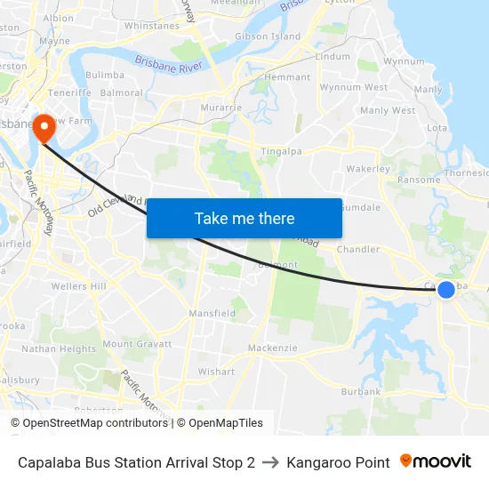 Capalaba Bus Station Arrival Stop 2 to Kangaroo Point map