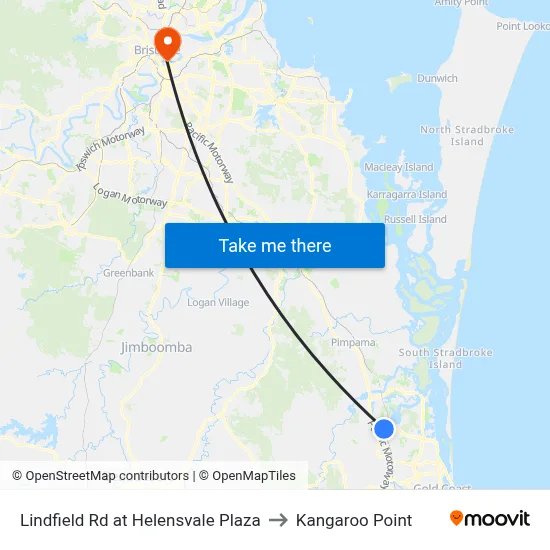 Lindfield Rd at Helensvale Plaza to Kangaroo Point map
