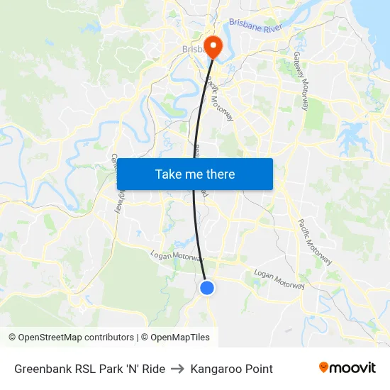 Greenbank RSL Park 'N' Ride to Kangaroo Point map